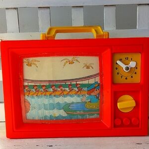 Vintage 1979 Blue Box TV portable TV Toy